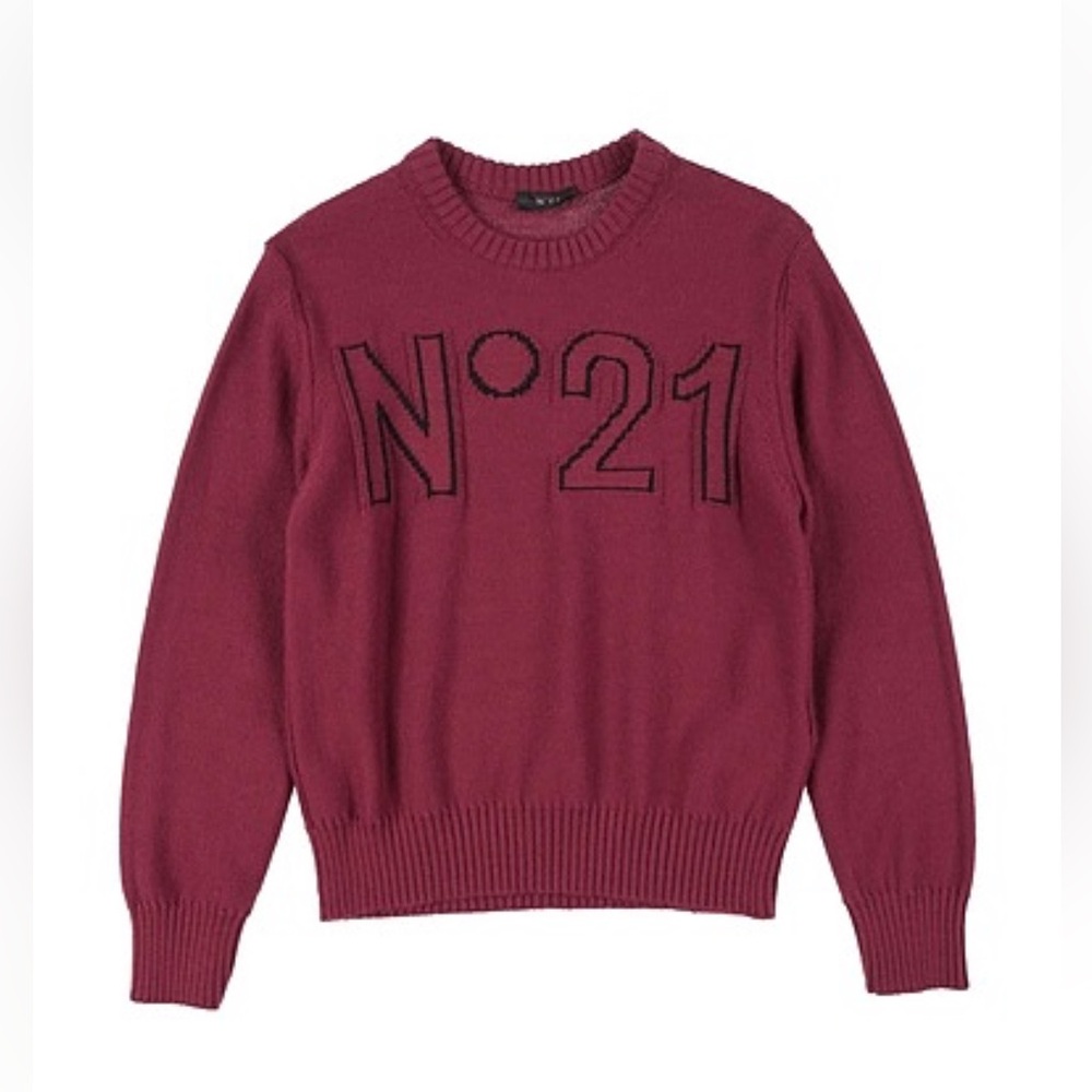 No. 21 wool sweater in burgundy